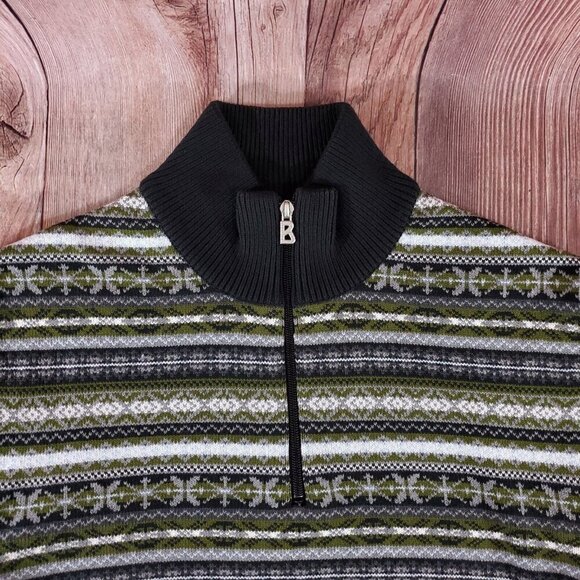 Bogner Fire Ice Mens XL 1/4 Zip Pullover Sweater Fair Isle Aztec Cotton Acrylic - Picture 5 of 11